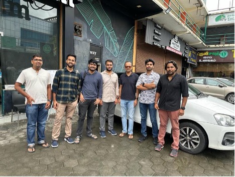 Nehel grabbing lunch in Chennai with member of the team based there.